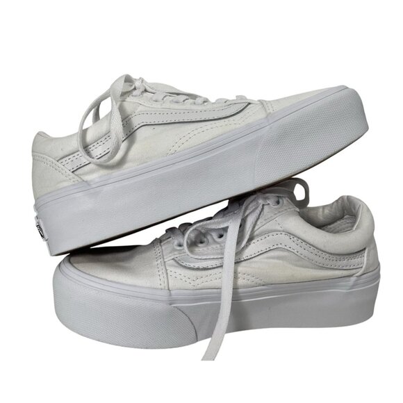 Vans Ward Platform Shoes Womens 5 Solid True White Sneaker Low Top Casual Preppy - Picture 6 of 10